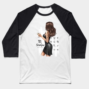 Scorpio Girl Black Dress Baseball T-Shirt